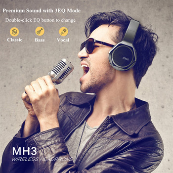 Ασύρματα ακουστικά SODO MH3 Ηχεία 2 σε 1 Αναδιπλούμενα HiFi Stereo Bluetooth 5.0 ακουστικά με υποστήριξη μικροφώνου TF/FM