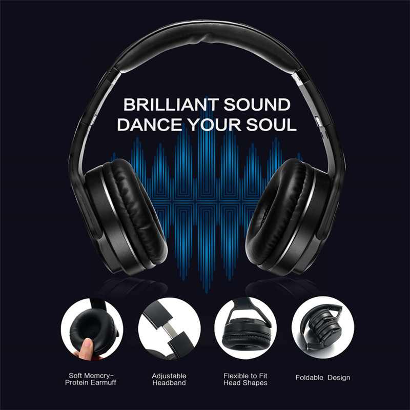 SODO MH3 bezvadu austiņas skaļruņi 2 vienā salokāmi HiFi stereo ar Bluetooth saderīgas 5.0 austiņas ar mikrofona atbalstu TF/FM