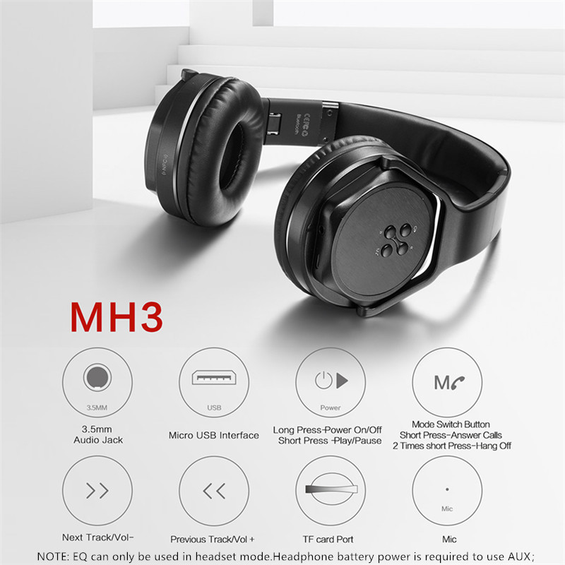 SODO MH3 bezvadu austiņas skaļruņi 2 vienā salokāmi HiFi stereo ar Bluetooth saderīgas 5.0 austiņas ar mikrofona atbalstu TF/FM