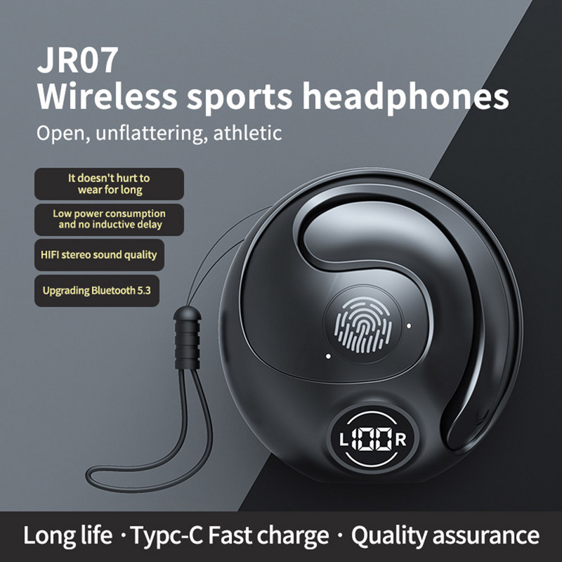 JR07 OWS Bluetooth 5.3 austiņas bezvadu austiņas ar mikrofona ausu āķi Stereo mūzikas austiņas iPhone Xiaomi sporta austiņām