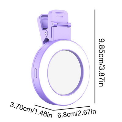 Lumină pentru selfie reîncărcabilă de 200 mAh cu clemă, design rotativ, lumină pentru selfie, mărgele de lampă de înaltă calitate, clip de telefon pe inel de lumină pentru selfie