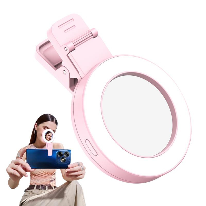 Lumină pentru selfie reîncărcabilă de 200 mAh cu clemă, design rotativ, lumină pentru selfie, mărgele de lampă de înaltă calitate, clip de telefon pe inel de lumină pentru selfie
