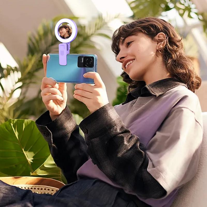 Lumină pentru selfie reîncărcabilă de 200 mAh cu clemă, design rotativ, lumină pentru selfie, mărgele de lampă de înaltă calitate, clip de telefon pe inel de lumină pentru selfie