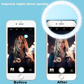 Φωτιστικό δαχτυλιδιού Led Selfie Light Επαναφορτιζόμενο φορητό Mini Ringlight για iPhone Samsung Xiaomi Photography Make Up Phone Fill Light