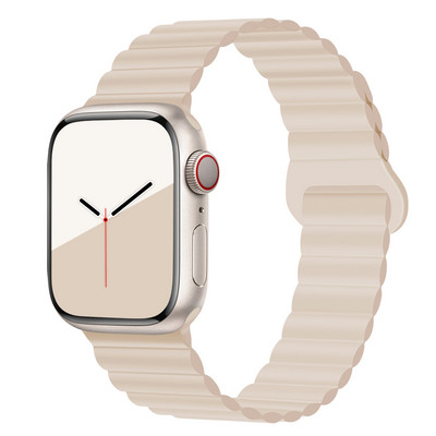 Silikona cilpa Magnētiskā siksniņa Apple pulksteņa siksniņai 44mm 40mm 45mm 49mm 41mm 38mm 42mm Rokassprādze iWatch series 8 3 5 4 SE 6 7 Ultra