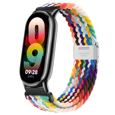 Neilona pinuma siksna priekš Xiaomi Band 8 Metāla sprādzes Smart Band nomaiņas rokassprādzes josta priekš Mi band 8 xiaomi band 8 Rokas siksniņa