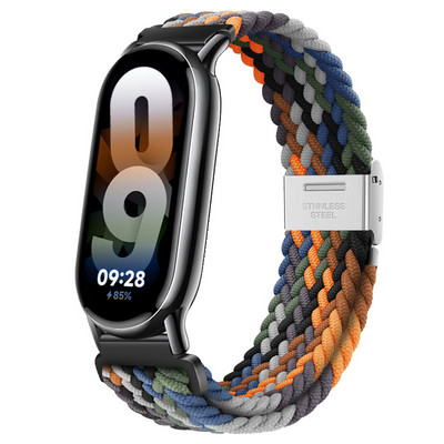 Neilona pinuma siksna priekš Xiaomi Band 8 Metāla sprādzes Smart Band nomaiņas rokassprādzes josta priekš Mi band 8 xiaomi band 8 Rokas siksniņa