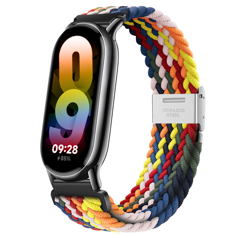 Neilona pinuma siksna priekš Xiaomi Band 8 Metāla sprādzes Smart Band nomaiņas rokassprādzes josta priekš Mi band 8 xiaomi band 8 Rokas siksniņa