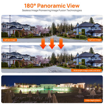Съвместима с Hikvision 4-мегапикселова панорамна камера с двойна светлина, POE IR, вграден микрофон, високоговорител, човешко разпознаване, цветно нощно виждане, наблюдение