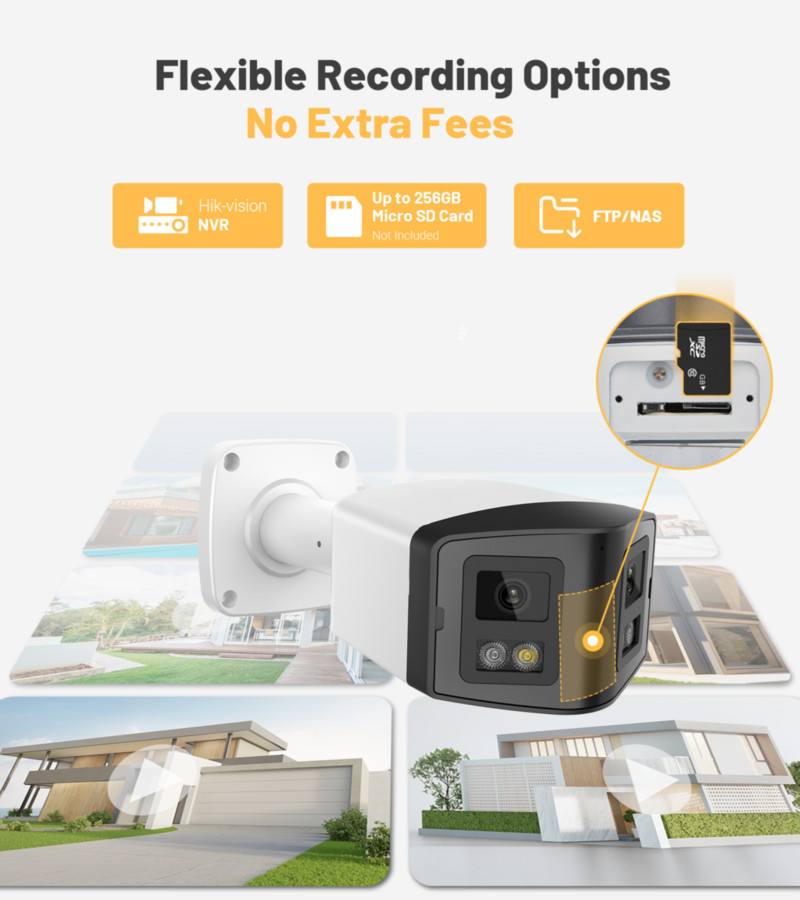 Saderīga ar Hikvision 4MP dubultā apgaismojuma panorāmas kamera POE IR iebūvēts mikrofons skaļrunis cilvēka noteikšanas krāsu nakts redzamības uzraudzība