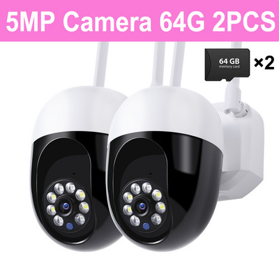 5MP 5G stebėjimo kamera IP kamera HD AI žmogaus sekimo lauko vandeniui atspari naktinio matymo Wifi išmanusis visų spalvų saugos monitorius