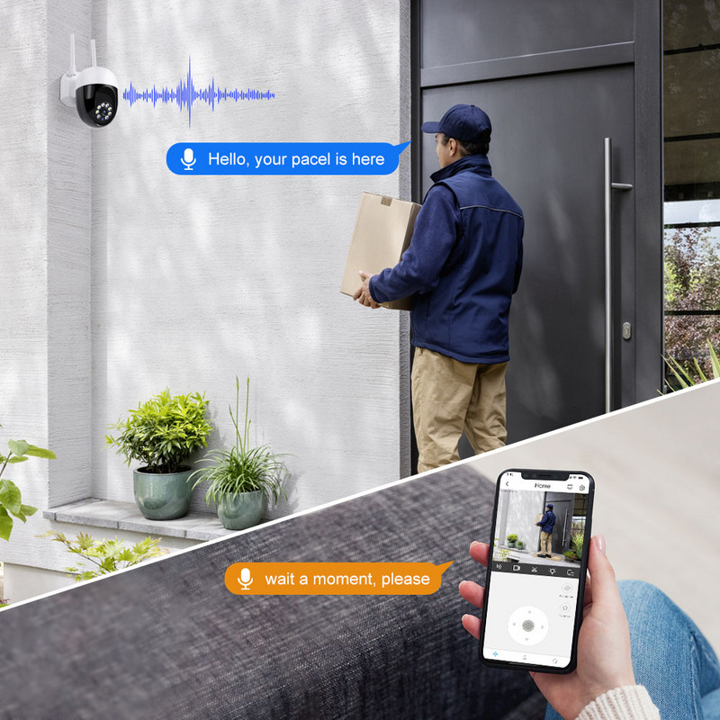 5MP 5G stebėjimo kamera IP kamera HD AI žmogaus sekimo lauko vandeniui atspari naktinio matymo Wifi išmanusis visų spalvų saugos monitorius