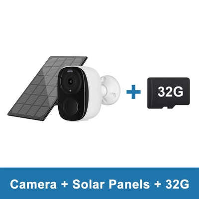 Kamera s baterijom od 3 MP i solarnim panelima od 3 W u punoj boji, noćno gledanje, sigurnosna zaštita, Wifi survalance kamera, vanjska mini video kamera