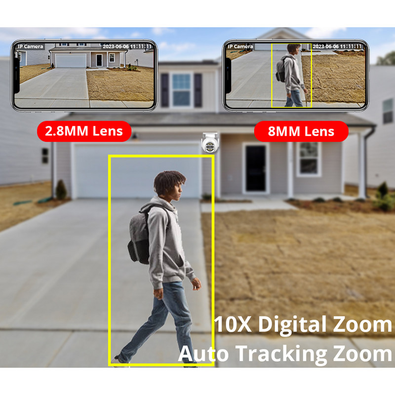 8MP 4K IP kamera Wifi PTZ Dual Lens 2.8mm 8mm 10x Digital Zoom 4MP Outdoor Surveillance Security CCTV Video CamHipro CamHi Cam