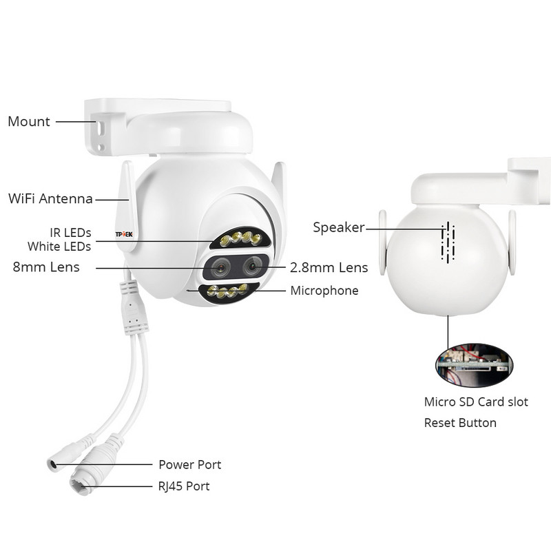 8MP 4K IP kamera Wifi PTZ Dual Lens 2.8mm 8mm 10x Digital Zoom 4MP Outdoor Surveillance Security CCTV Video CamHipro CamHi Cam