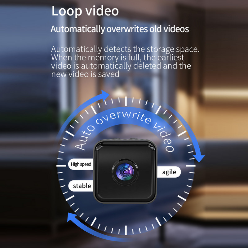 Viedā drošības kamera 1080P mājas daudzfunkcionāla kamera ar funkciju Nakts redzamības atbalsts 4–64 GB krātuves APP: iWFCam