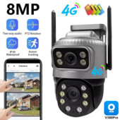 8MP 4K āra novērošanas video 4G kamera CCTV bezvadu IP drošība Dual Lens Dual Lens 4G Network PTZ Camera V380Pro