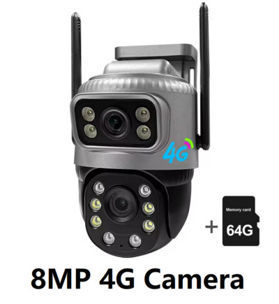 8MP 4K āra novērošanas video 4G kamera CCTV bezvadu IP drošība Dual Lens Dual Lens 4G Network PTZ Camera V380Pro