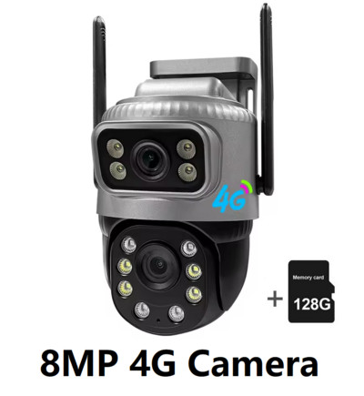 8MP 4K āra novērošanas video 4G kamera CCTV bezvadu IP drošība Dual Lens Dual Lens 4G Network PTZ Camera V380Pro