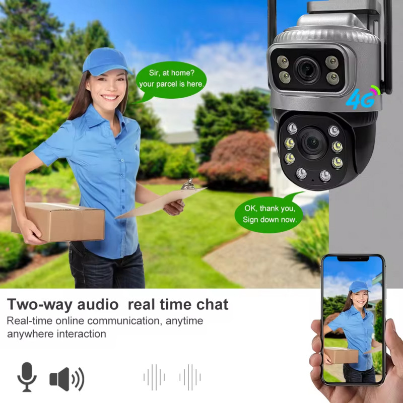 8MP 4K āra novērošanas video 4G kamera CCTV bezvadu IP drošība Dual Lens Dual Lens 4G Network PTZ Camera V380Pro