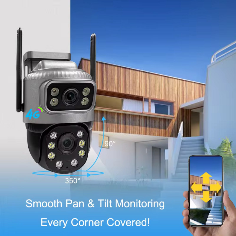 8MP 4K āra novērošanas video 4G kamera CCTV bezvadu IP drošība Dual Lens Dual Lens 4G Network PTZ Camera V380Pro