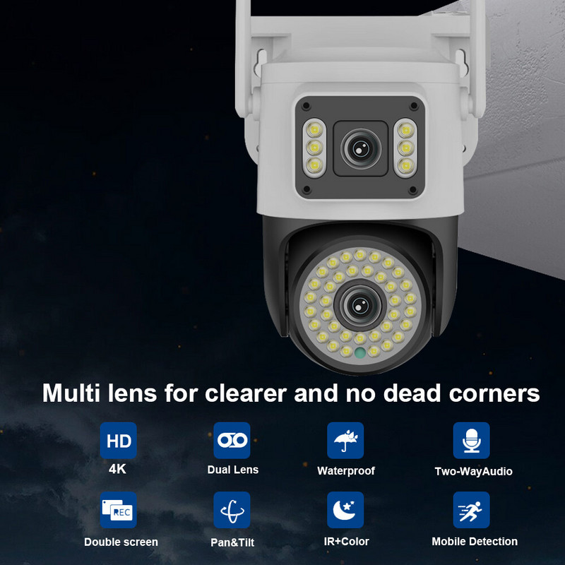 LLSEE CCTV kamera 360, CCTV kamera YOOSEE, Wifi, 8MP ūdensnecaurlaidīga 360, panoramēšanas tālvadības novērošanas kamera, āra IP drošības kamera