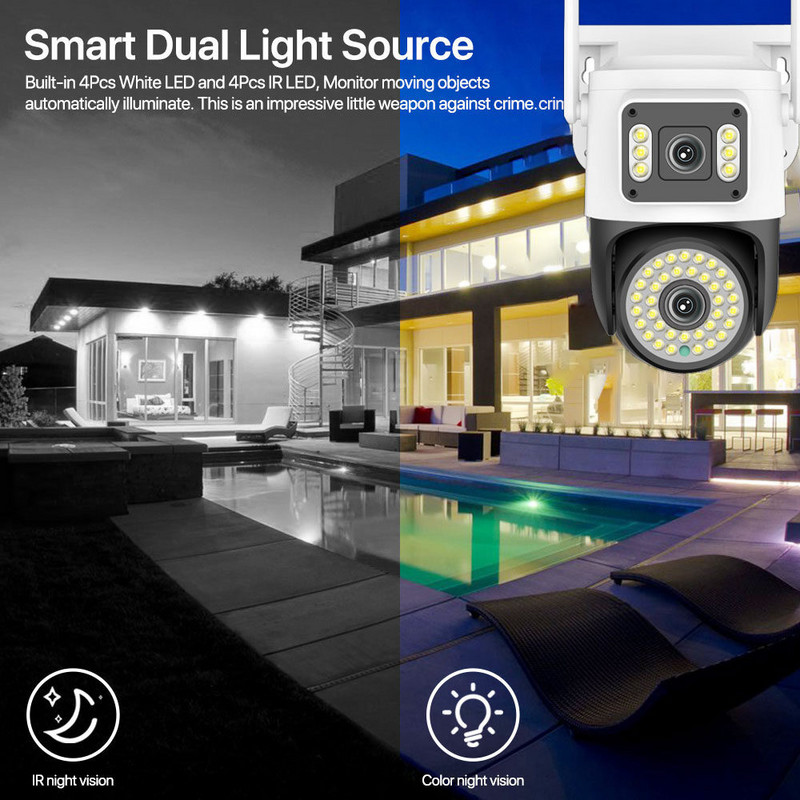 LLSEE CCTV kamera 360, CCTV kamera YOOSEE, Wifi, 8MP ūdensnecaurlaidīga 360, panoramēšanas tālvadības novērošanas kamera, āra IP drošības kamera