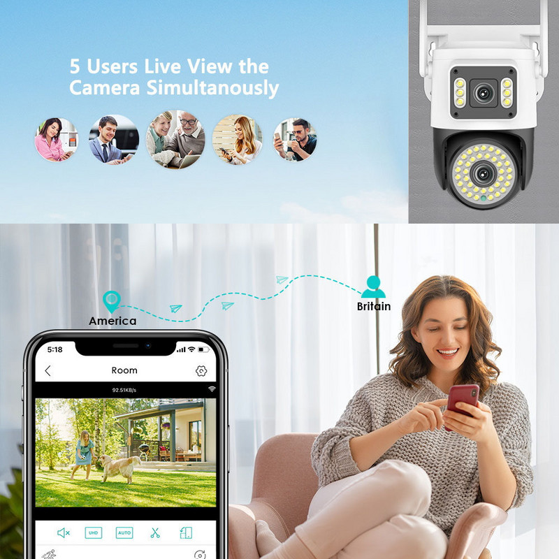 LLSEE CCTV kamera 360, CCTV kamera YOOSEE, Wifi, 8MP ūdensnecaurlaidīga 360, panoramēšanas tālvadības novērošanas kamera, āra IP drošības kamera