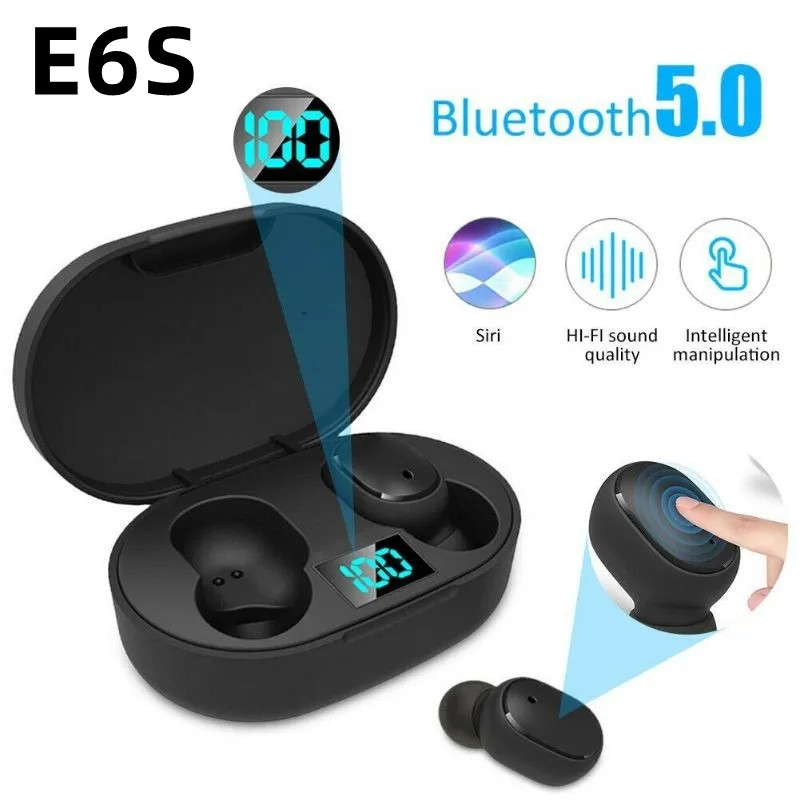 E6S TWS Bluetooth fülhallgató vezeték nélküli bluetooth fejhallgató zajszűrő fejhallgató mikrofonos fejhallgatóval Xiaomi Samsunghoz