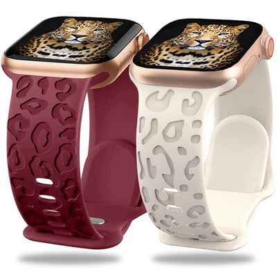 Leopardi graveeritud rihm Apple`i kellarihmale 44 mm 40 45 49 mm 41 38 42 mm silikoonrihm iwatch seeriale 7 se 3 6 8 ultra käevõru