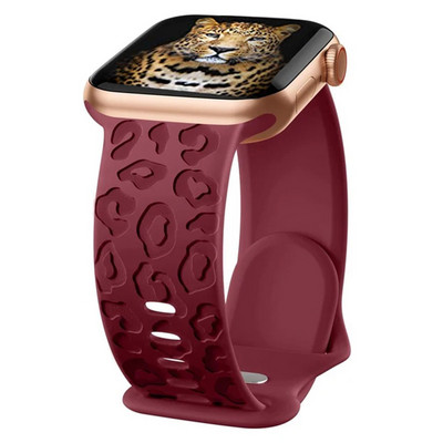 Leoparda gravēta siksniņa Apple pulksteņa siksniņai 44 mm 40 45 49 mm 41 38 42 mm silikona siksniņa iwatch sērijas 7 se 3 6 8 ultra aprocei