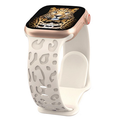 Leoparda gravēta siksniņa Apple pulksteņa siksniņai 44 mm 40 45 49 mm 41 38 42 mm silikona siksniņa iwatch sērijas 7 se 3 6 8 ultra aprocei