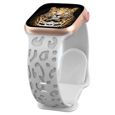 Leoparda gravēta siksniņa Apple pulksteņa siksniņai 44 mm 40 45 49 mm 41 38 42 mm silikona siksniņa iwatch sērijas 7 se 3 6 8 ultra aprocei