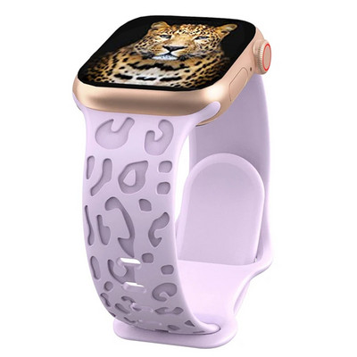 Leoparda gravēta siksniņa Apple pulksteņa siksniņai 44 mm 40 45 49 mm 41 38 42 mm silikona siksniņa iwatch sērijas 7 se 3 6 8 ultra aprocei