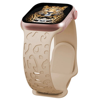 Leoparda gravēta siksniņa Apple pulksteņa siksniņai 44 mm 40 45 49 mm 41 38 42 mm silikona siksniņa iwatch sērijas 7 se 3 6 8 ultra aprocei