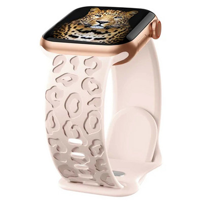 Leoparda gravēta siksniņa Apple pulksteņa siksniņai 44 mm 40 45 49 mm 41 38 42 mm silikona siksniņa iwatch sērijas 7 se 3 6 8 ultra aprocei