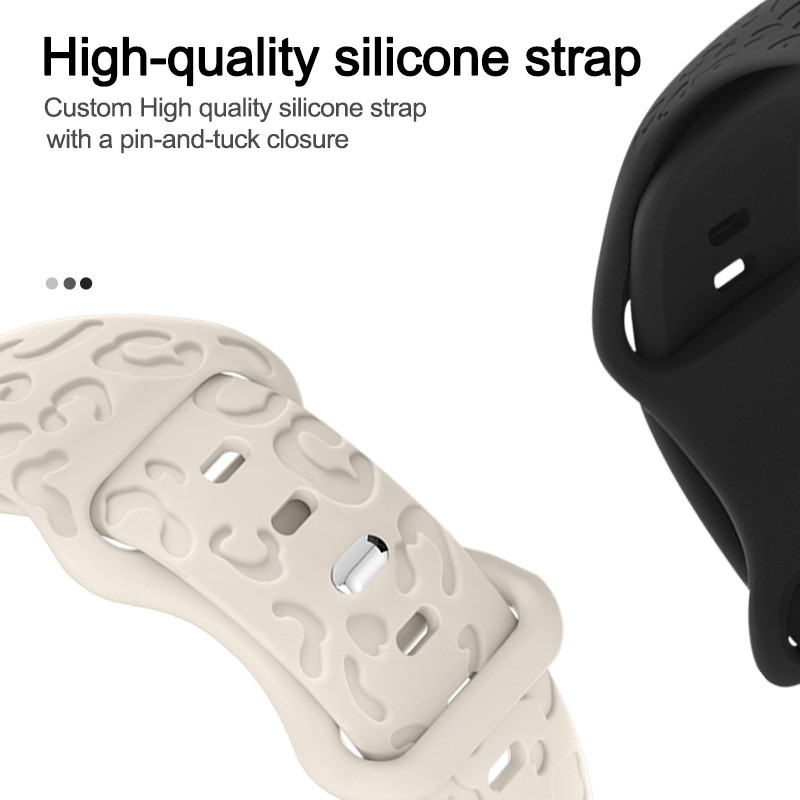 Leoparda gravēta siksniņa Apple pulksteņa siksniņai 44 mm 40 45 49 mm 41 38 42 mm silikona siksniņa iwatch sērijas 7 se 3 6 8 ultra aprocei
