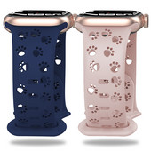 Kaķa ķepa Doba silikona siksniņa iWatch Series 8 7 6 5 4 3 Leopard Gravēta siksniņa Apple Watch Band 38 40 45 49 mm aprocei