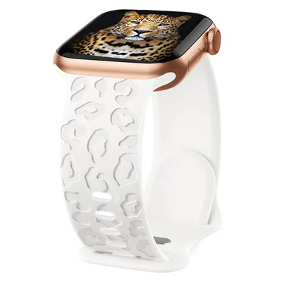 Kaķa ķepa Doba silikona siksniņa iWatch Series 8 7 6 5 4 3 Leopard Gravēta siksniņa Apple Watch Band 38 40 45 49 mm aprocei