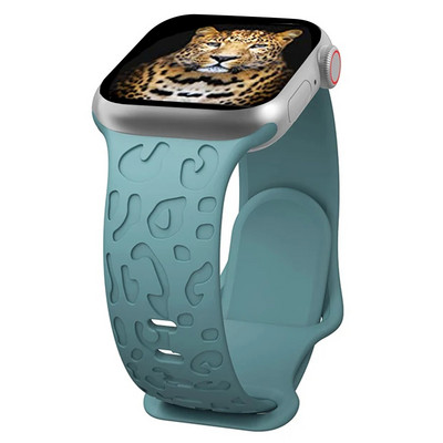 Kaķa ķepa Doba silikona siksniņa iWatch Series 8 7 6 5 4 3 Leopard Gravēta siksniņa Apple Watch Band 38 40 45 49 mm aprocei