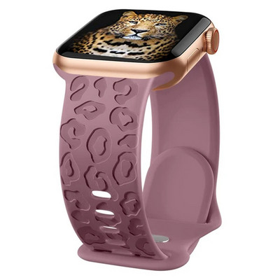 Kaķa ķepa Doba silikona siksniņa iWatch Series 8 7 6 5 4 3 Leopard Gravēta siksniņa Apple Watch Band 38 40 45 49 mm aprocei
