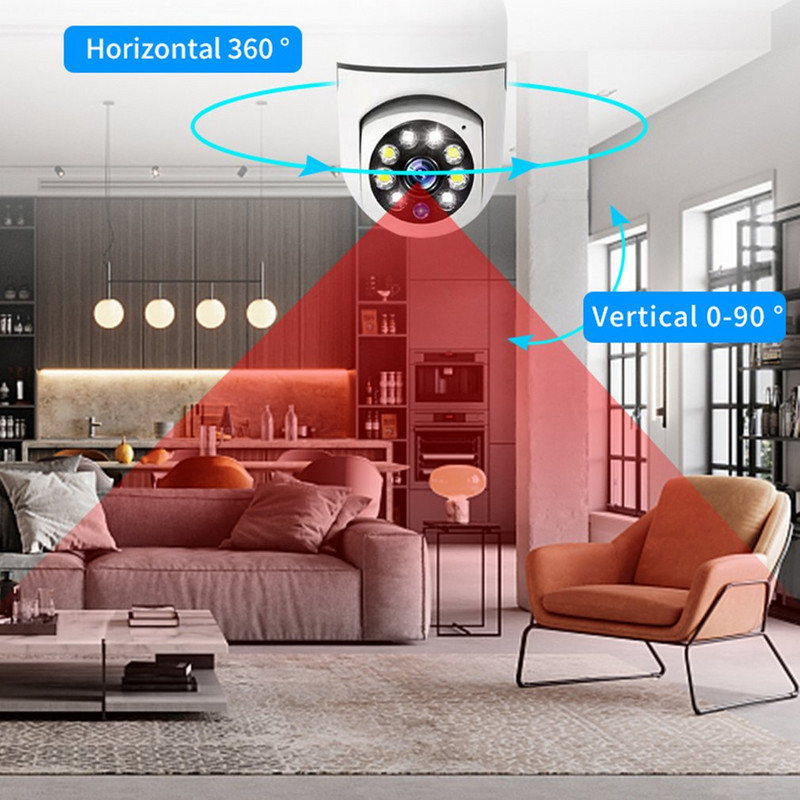 2024 Hot E27 csavaros kamera 1080p nappali és éjszakai színes megvilágítású HD megfigyelő kamera dupla fényű 360 forgású dropshipping