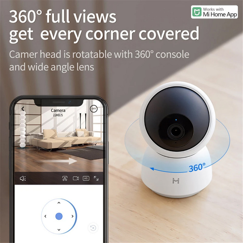 Oriģinālā viedā kamera 2K 1296P HD 360 leņķa WiFi nakts redzamības tīmekļa kameras video IP kameras mazuļa drošības monitors Xiaomi Mihome APP