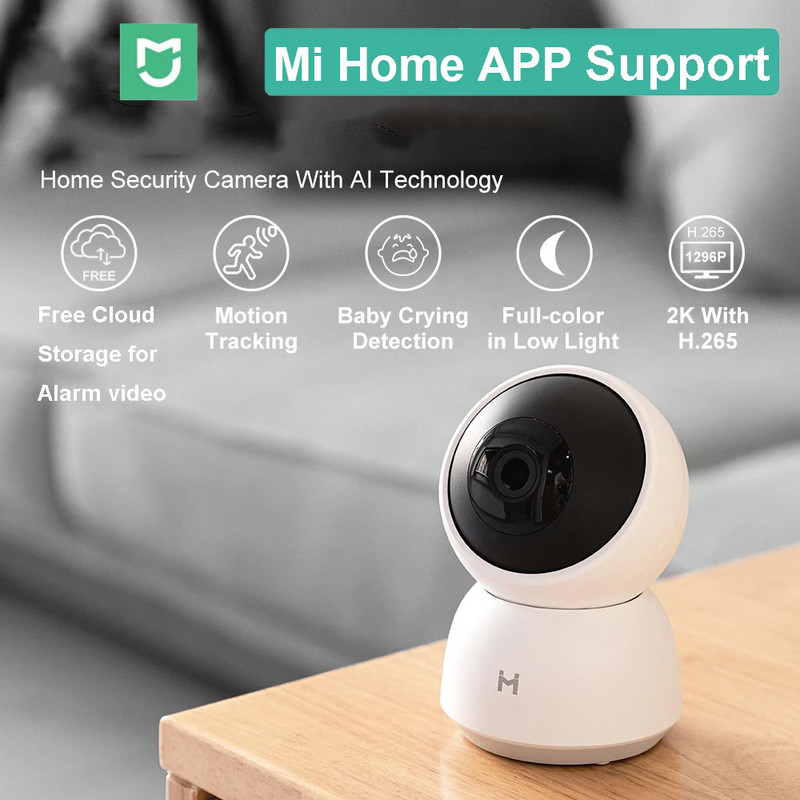 Oriģinālā viedā kamera 2K 1296P HD 360 leņķa WiFi nakts redzamības tīmekļa kameras video IP kameras mazuļa drošības monitors Xiaomi Mihome APP