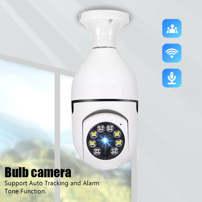 E27 Wifi Izzó Surveillance 360 Camera Night Vision Automatikus Emberkövető Otthoni Panorámás Vezeték nélküli biztonsági védelmi Monitor