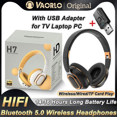H7 Tv Bluetooth fejhallgató Vezeték nélküli fejhallgató mikrofon USB adapterrel Fejhallgató Zajszűrő Sztereó Összecsukható Basszus TV fülhallgatóhoz