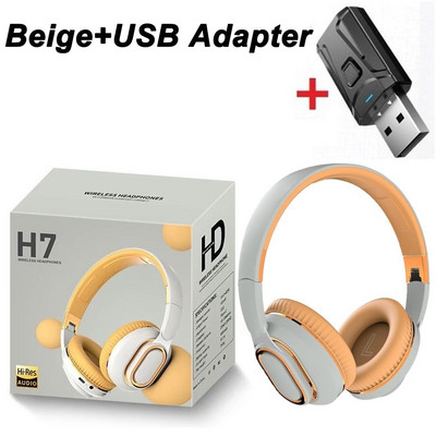 H7 TV Bluetooth austiņas bezvadu austiņas ar mikrofonu USB adapteri austiņas trokšņu slāpēšanas stereo salokāms bass TV austiņām