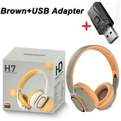 H7 TV Bluetooth austiņas bezvadu austiņas ar mikrofonu USB adapteri austiņas trokšņu slāpēšanas stereo salokāms bass TV austiņām