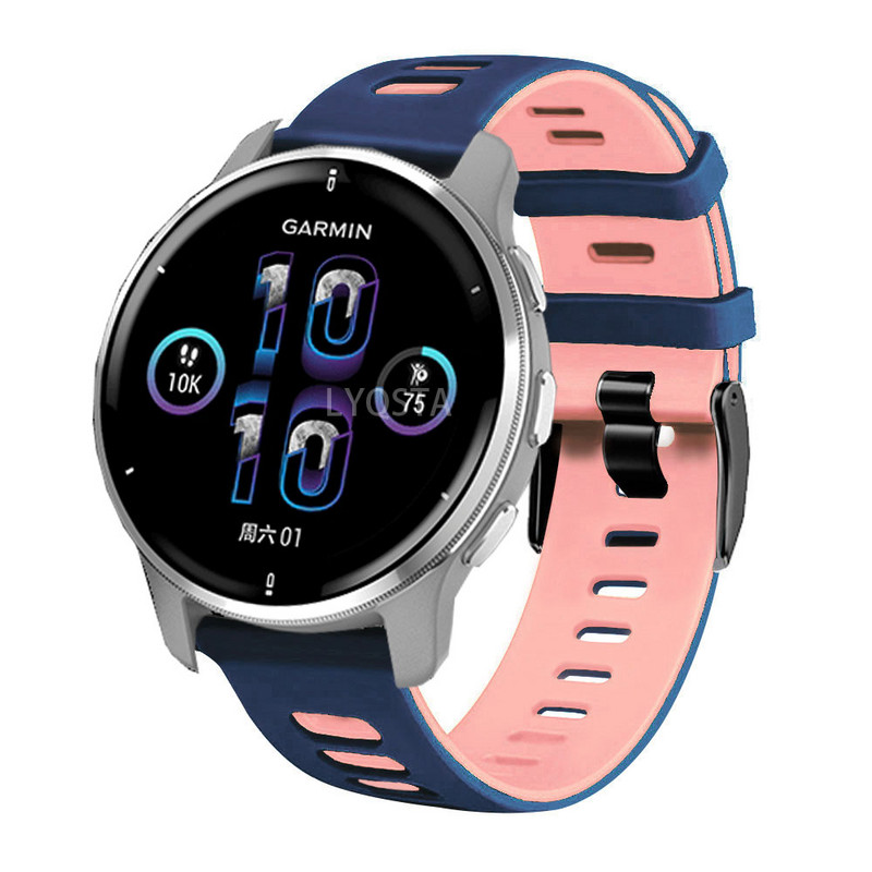 22 20 mm silikona siksniņa Garmin Forerunner 265 965 255 255M 245 645 158 55/Venu 2 Plus/Vivoactive 4 3/Venu SQ 2 rokassprādzes siksnām