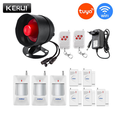 KERUI Tuya Smart WIFI Sistem de alarmă de securitate fără fir Sirenă 433Mhz Senzor de ușă de mișcare antiefracție compatibil Google Home Alexa